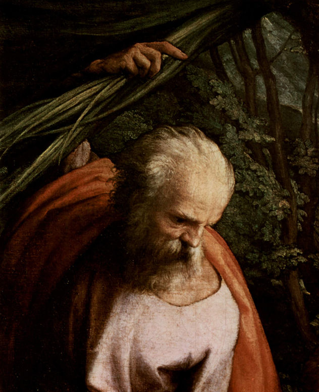 Rest on the Flight into Egypt, with Saint Francis, detail