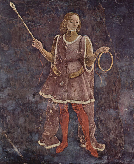 Frescos with the representations of the months of March, April, May in the Palazzo Schifanoia, scene. 