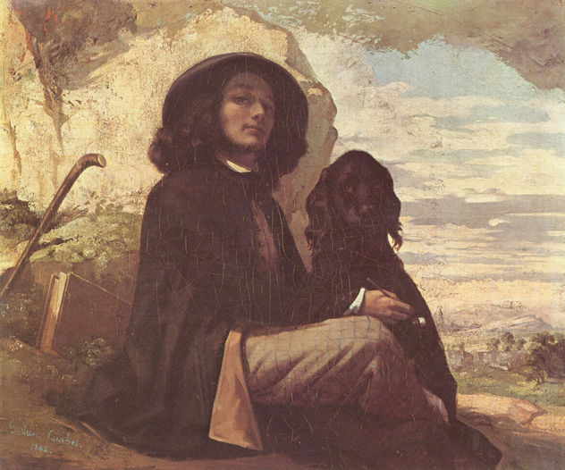 Autorretrato con perro negro