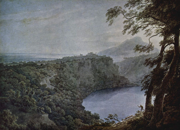 Nemisee mit der Stadt Genzano