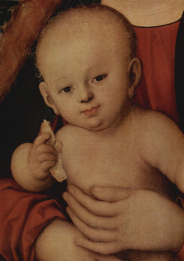 Madonna bajo el manzano, detalle