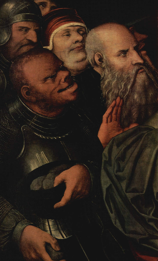 Christus y la adúltera, Detalle
