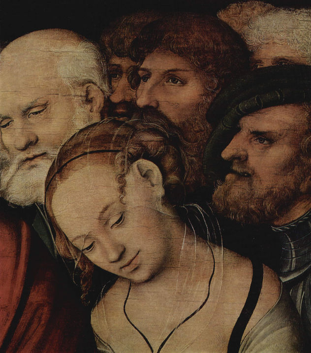 Christus y la adúltera, Detalle