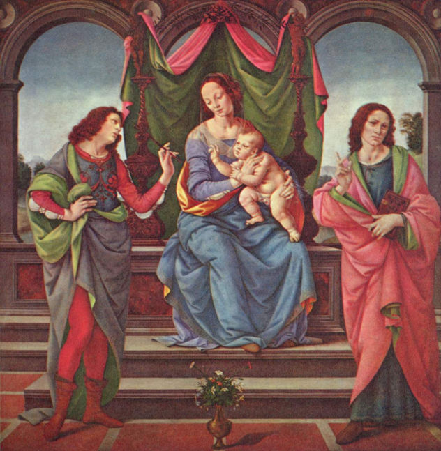 María con el niño y dos santos