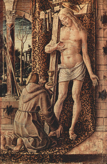 St. Francis of Assisi Collects the Blood of Christ from the Wounds. 