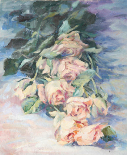 rosasde otoño Oil Canvas Floral Painting