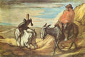 Sancho Panza and Don Quixote in the Mountain