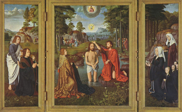 The Baptism of Christ, with founders and their patron saints (Altar of Jean des Trompes) 