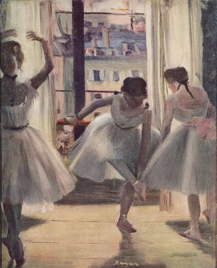 Three Dancers in a Rehearsal Room 