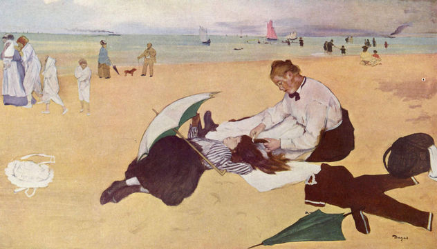 Little Girl on the Shore Combed by Her Nun