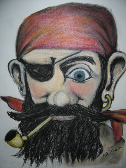 Pirata da Perna de Pau Pastel Card Figure Painting