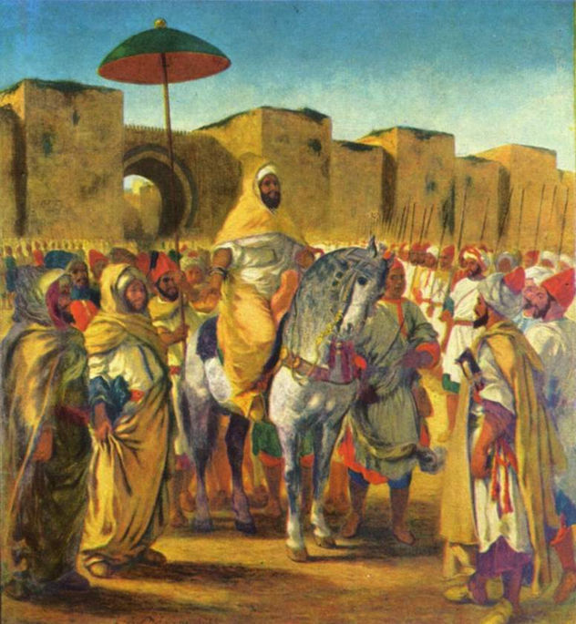 Muley Abder-Rahman surrounded by his bodyguards and his princes