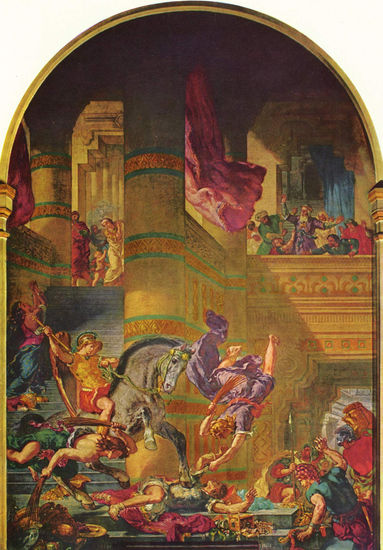 Pintura mural para Saint- Sulpice en Paris, capilla de los Santos Ángeles, escena 