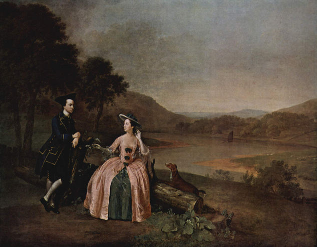 Portrait of Sir George and Lady Strickland in the Park of Boynton Hall 