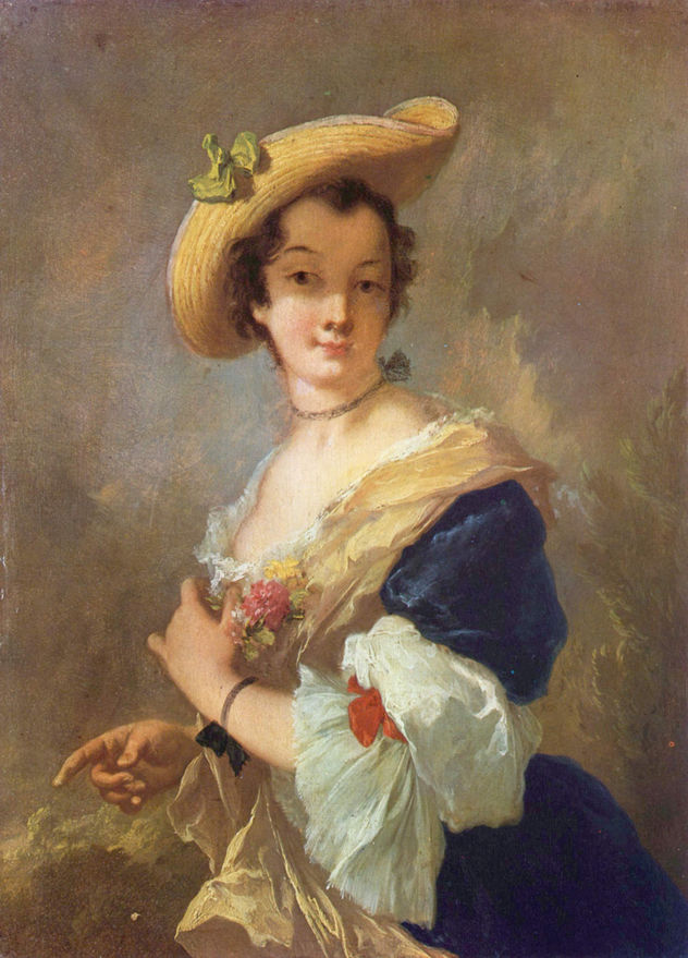 Porträt einer Dame mit Strohhut