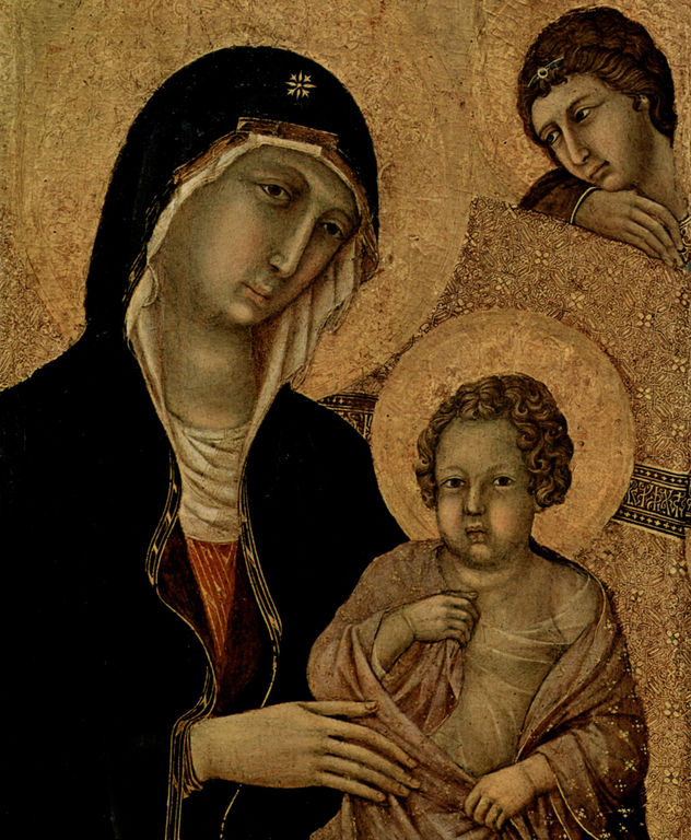 Maestà, Altarretabel de la catedral de Siena, lado frontal, tabla principal con Maestà, escena