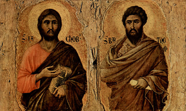 Maestà, Altarretabel de la catedral de Siena, lado frontal, tabla principal con Maestà, escena