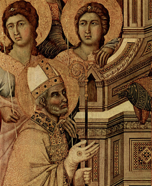 Maestà, Altarretabel de la catedral de Siena, lado frontal, tabla principal con Maestà, escena