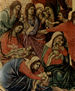 Maestà, altar mayor de la catedral de Siena, lado frontal, predela con escenas de la infancia de Jesús y profetas, escena.