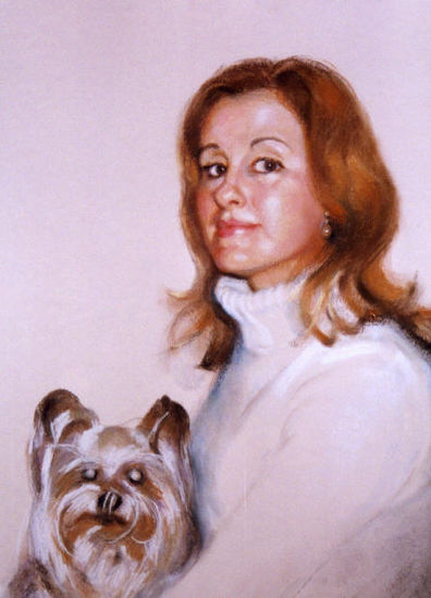 Retrato de señora con perro Pastel Papel Retrato