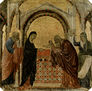 Maestà, main altar of the Siena Cathedral, front side, predella with scenes from the childhood of Jesus and prophets, scene.