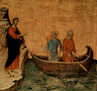 Maestà, Altarretablo de la catedral de Siena, reverso, predela con escenas de la tentación de Cristo y milagros, escena