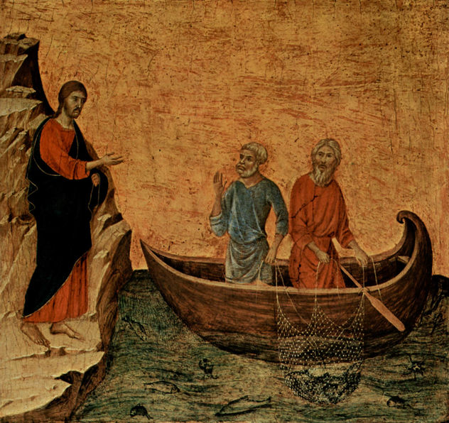 Maestà, Altarretablo de la catedral de Siena, reverso, predela con escenas de la tentación de Cristo y milagros, escena