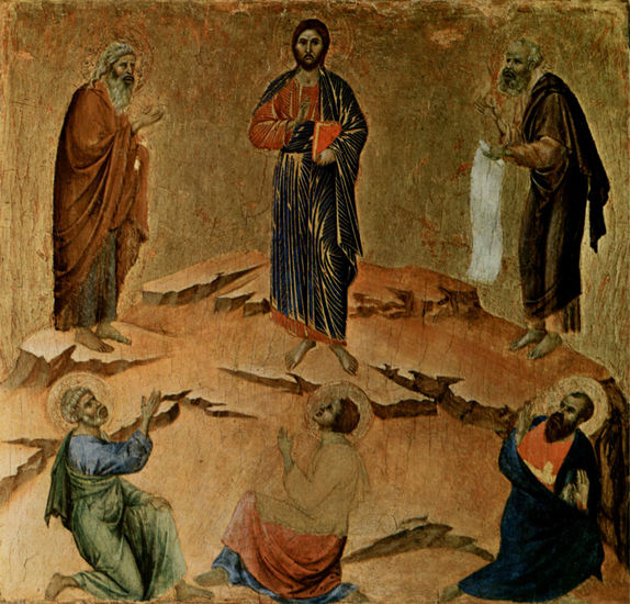 Maestà, Altarpiece of the Cathedral of Siena, reverse, predella with scenes of the temptation of Christ and miracles, scene 