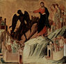 Maestà, Altarretablo de la catedral de Siena, reverso, predela con escenas de la tentación de Cristo y milagros, escena