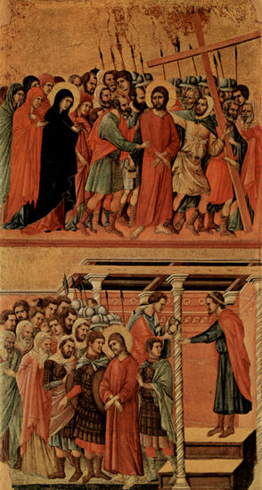 Maestà, Altarpiece of the Cathedral of Siena, reverse, main register with scenes from the Passion of Christ, scenes 