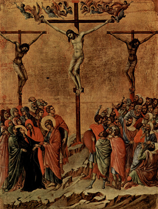 Maestà, Altarretablo de la catedral de Siena, reverso, registro principal con escenas de la Pasión de Cristo, escena