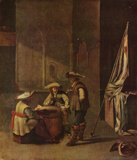 Wachstube with soldiers playing cards 