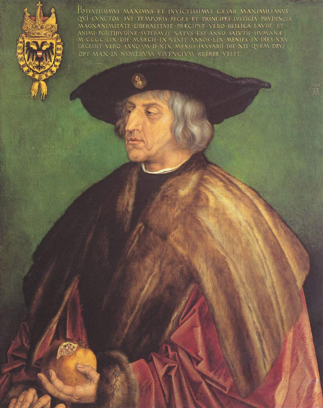 Retrato del emperador Maximiliano I sobre fondo verde