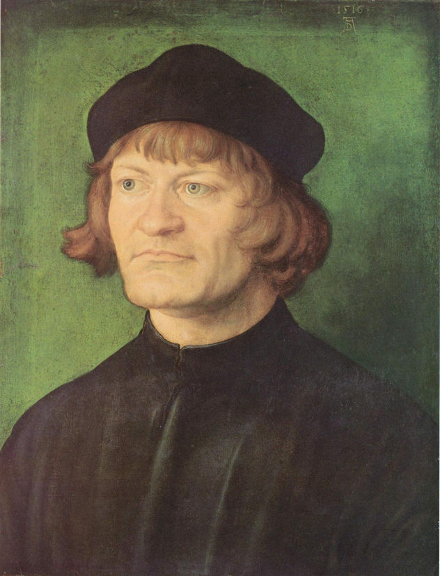 Retrato de un hombre barbudo con gorra roja