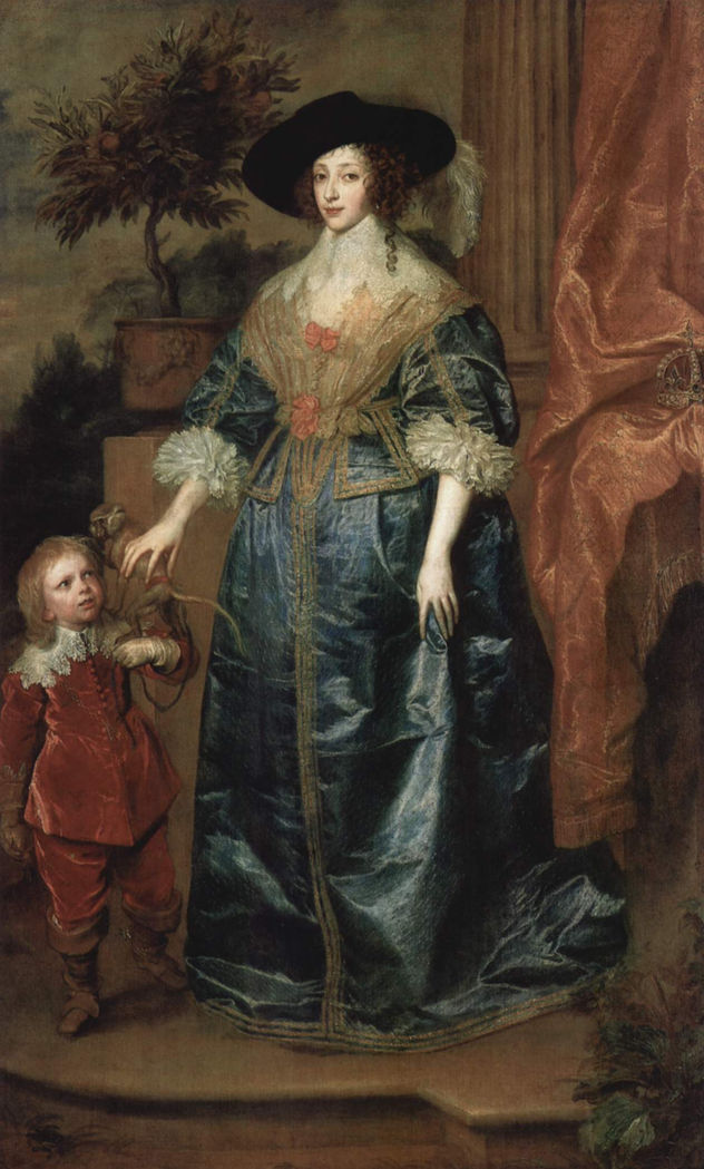 Porträt de la reina Henrietta Maria, con el enano Sir Jeffrey Hudson.