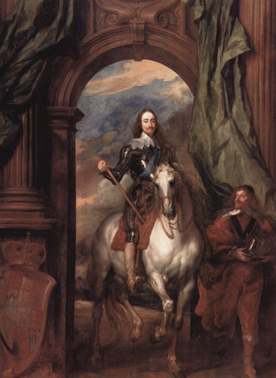 Retrato de Carlos I, rey de Inglaterra, a caballo con su maestro de establos St. Antoine. 