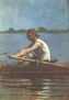 John Biglen al remo de su skiff