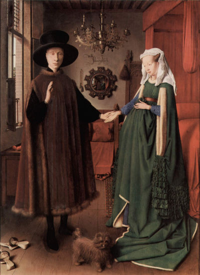 Arnolfini Wedding, image of the wedding of Giovanni Arnolfini and his wife Giovanna Cenami 