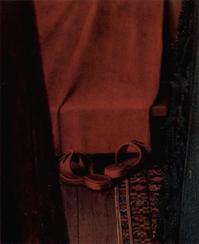 Arnolfini-Boda, imagen de boda de Giovanni Arnolfini y su esposa Giovanna Cenami, detalle