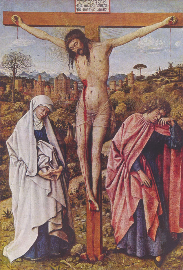Cristo en la cruz entre María y Juan