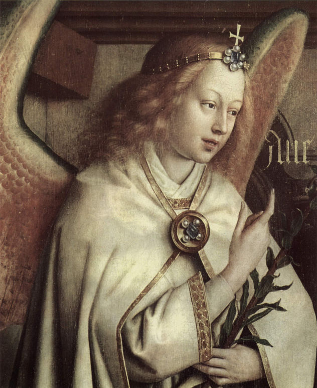 Genter Altar, Altarpiece of the Mystic Lamb, left outer wing, middle outer scene