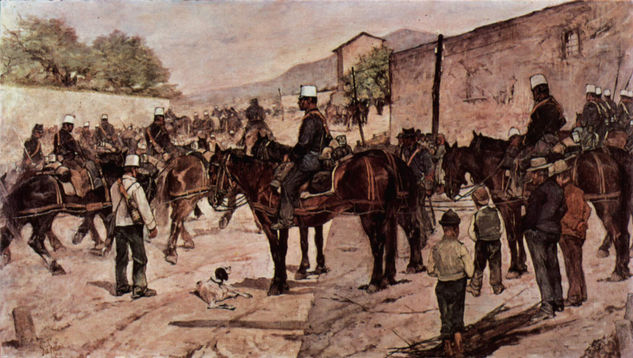 Horse Artillery in a Village Street 