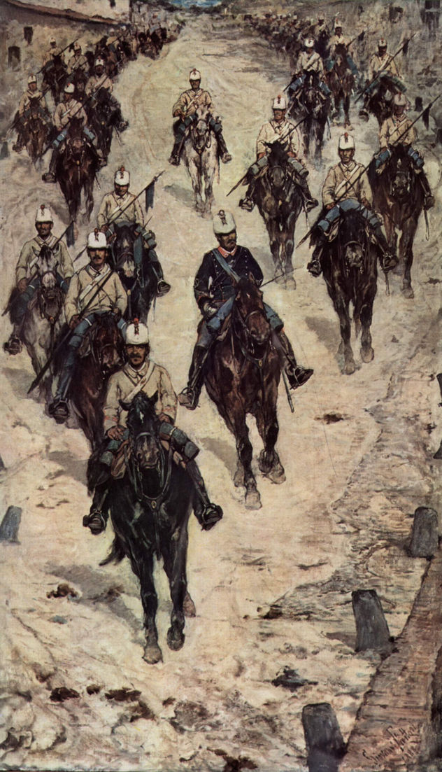 Cavalry in a Village Street