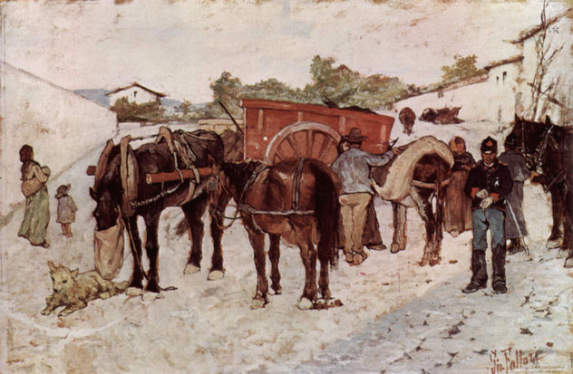 Landstrasse con campesinos y soldados