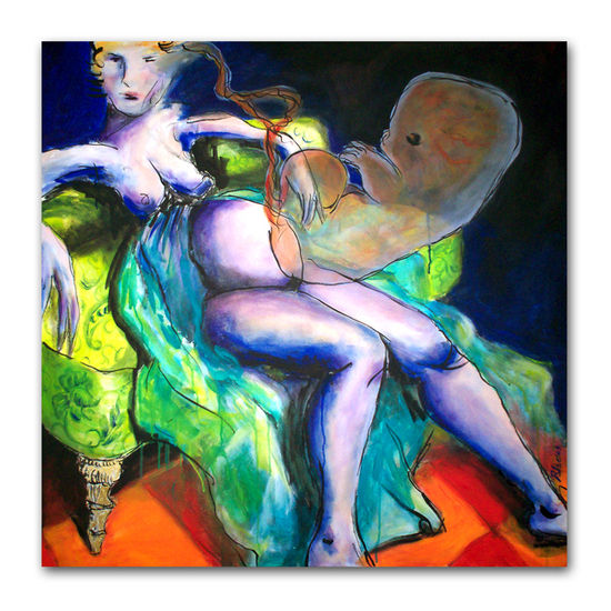 Con el Rey en el Vientre - I Acrylic Canvas Figure Painting