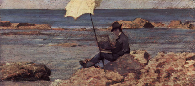 Silvestro Lega, on the Shore of Malend 