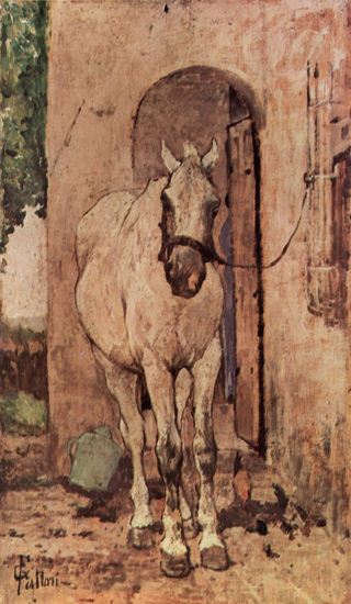 White Horse in Front of a Door 