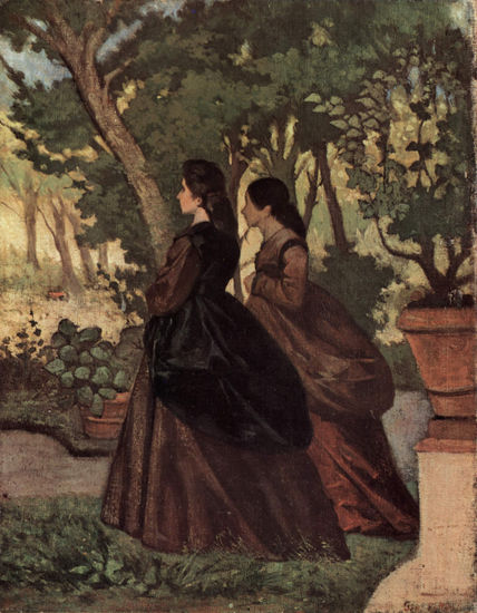 Dos damas en el jardín de Castiglioncello 