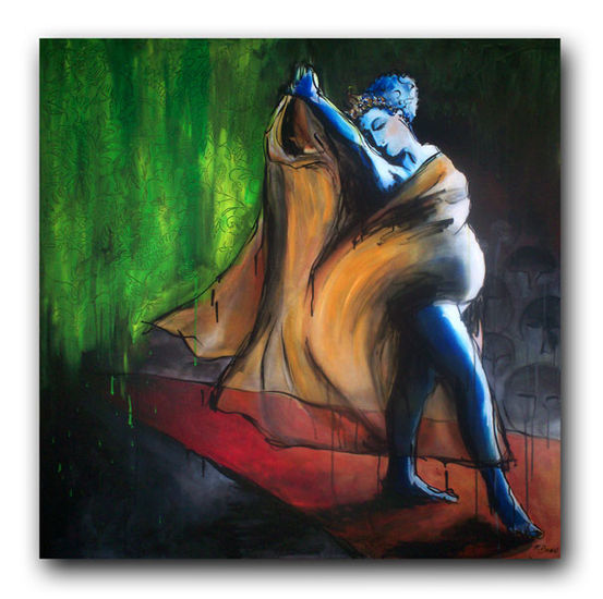 CON EL REY EN EL VIENTRE - VI Acrylic Canvas Figure Painting