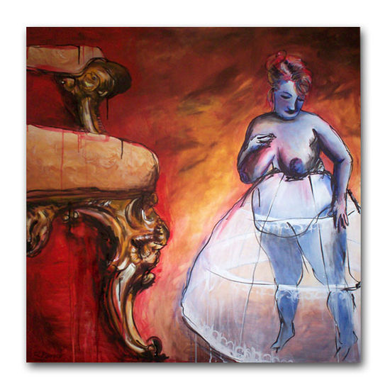 CON EL REY EN EL VIENTRE - VII Acrylic Canvas Figure Painting